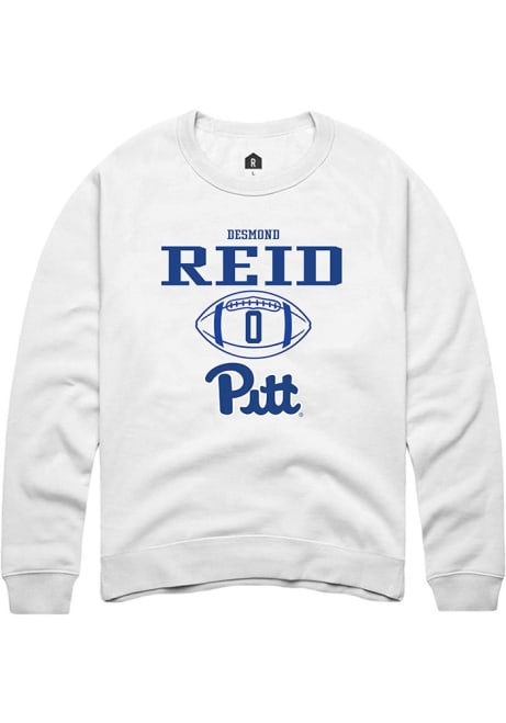 Desmond Reid Rally Mens White Pitt Panthers NIL Sport Icon Crew Sweatshirt