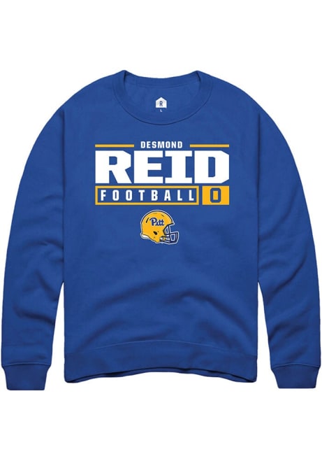 Desmond Reid Rally Mens Blue Pitt Panthers NIL Stacked Box Crew Sweatshirt