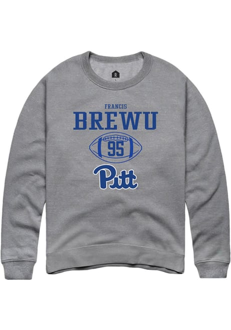 Francis Brewu Rally Mens Graphite Pitt Panthers NIL Sport Icon Crew Sweatshirt