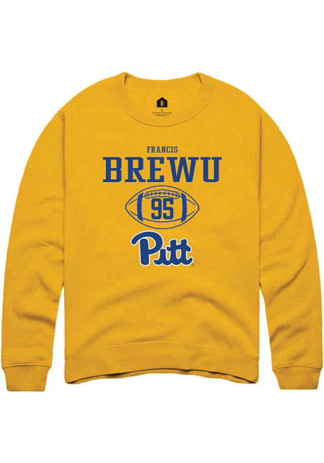 Francis Brewu Rally Mens Gold Pitt Panthers NIL Sport Icon Crew Sweatshirt