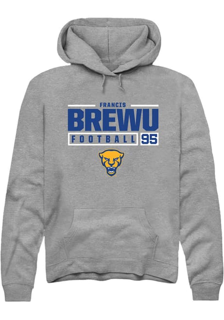 Francis Brewu Rally Mens Graphite Pitt Panthers NIL Stacked Box Hooded Sweatshirt