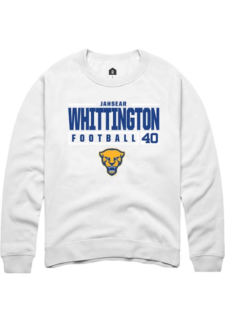 Jahsear Whittington Rally Mens White Pitt Panthers NIL Stacked Box Crew Sweatshirt