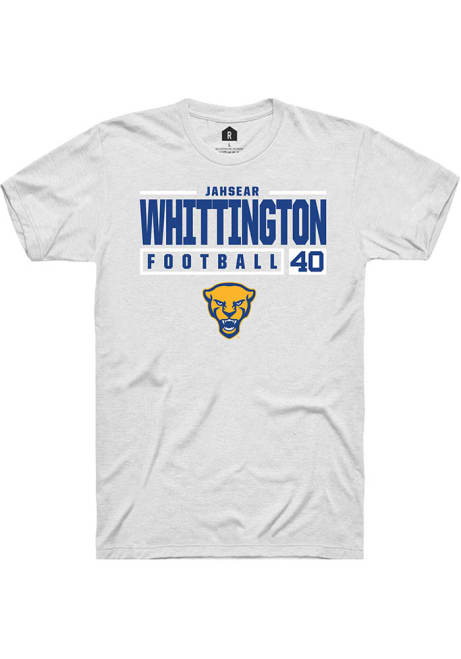 Jahsear Whittington White Pitt Panthers NIL Stacked Box Short Sleeve T Shirt