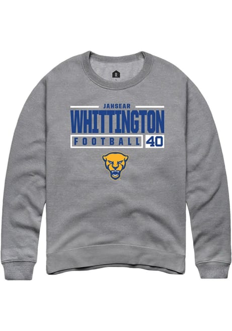 Jahsear Whittington Rally Mens Graphite Pitt Panthers NIL Stacked Box Crew Sweatshirt