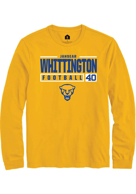 Jahsear Whittington Rally Mens Gold Pitt Panthers NIL Stacked Box Tee