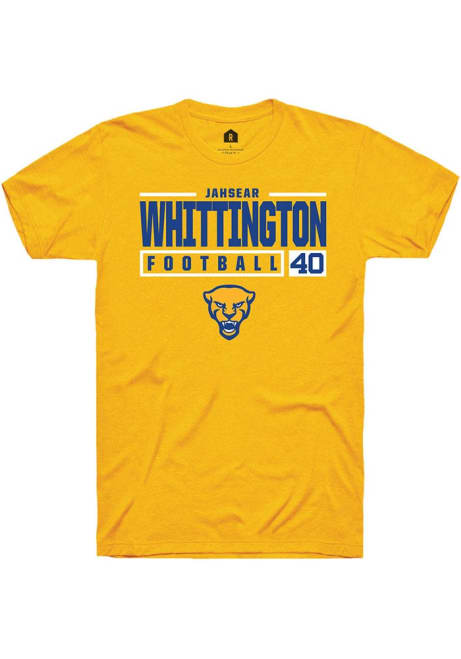 Jahsear Whittington Gold Pitt Panthers NIL Stacked Box Short Sleeve T Shirt