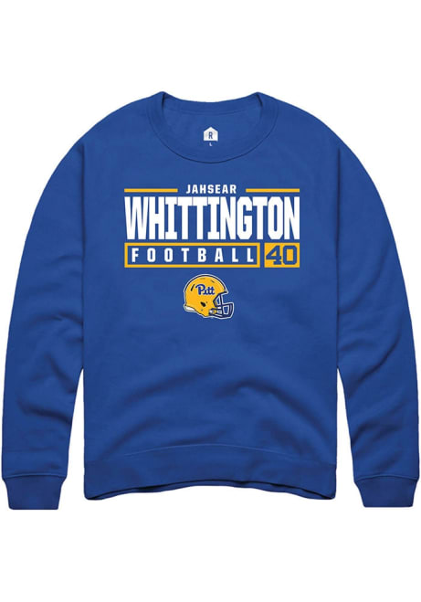 Jahsear Whittington Rally Mens Blue Pitt Panthers NIL Stacked Box Crew Sweatshirt