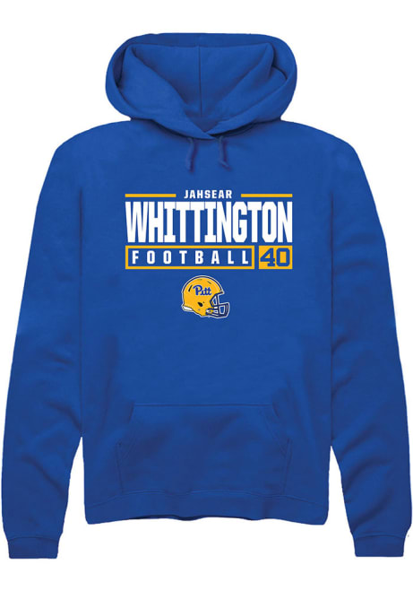 Jahsear Whittington Rally Mens Blue Pitt Panthers NIL Stacked Box Hooded Sweatshirt