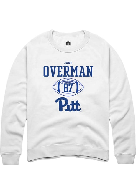 Jake Overman Rally Mens White Pitt Panthers NIL Sport Icon Crew Sweatshirt