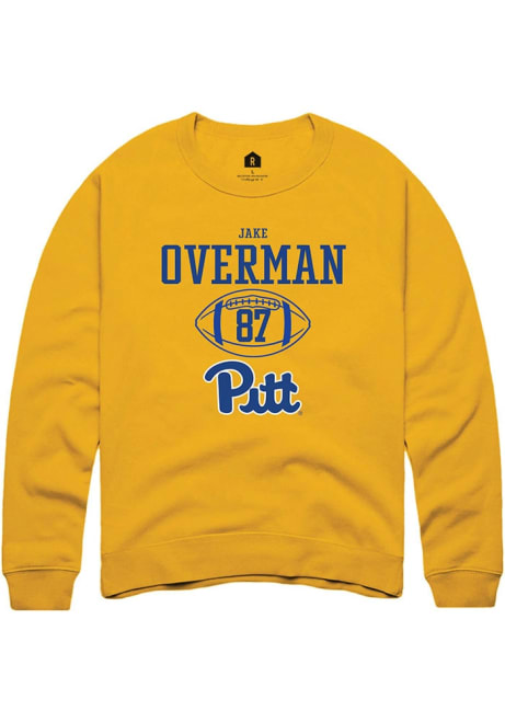 Jake Overman Rally Mens Gold Pitt Panthers NIL Sport Icon Crew Sweatshirt