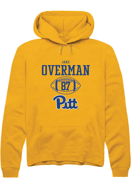 Jake Overman Rally Mens Gold Pitt Panthers NIL Sport Icon Hooded Sweatshirt