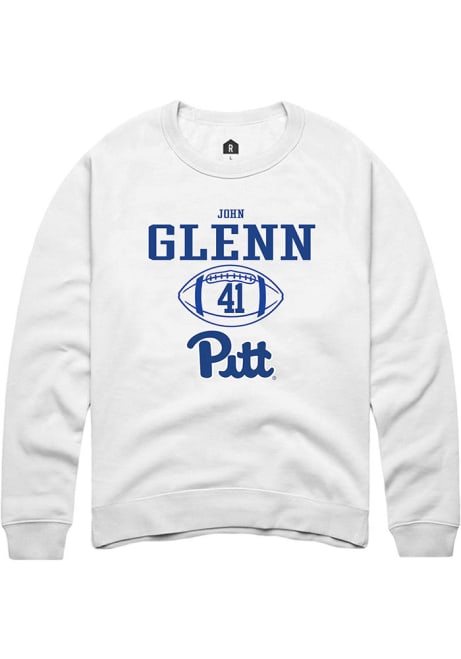 John Glenn Rally Mens White Pitt Panthers NIL Sport Icon Crew Sweatshirt