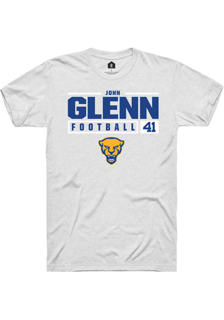 John Glenn White Pitt Panthers NIL Stacked Box Short Sleeve T Shirt