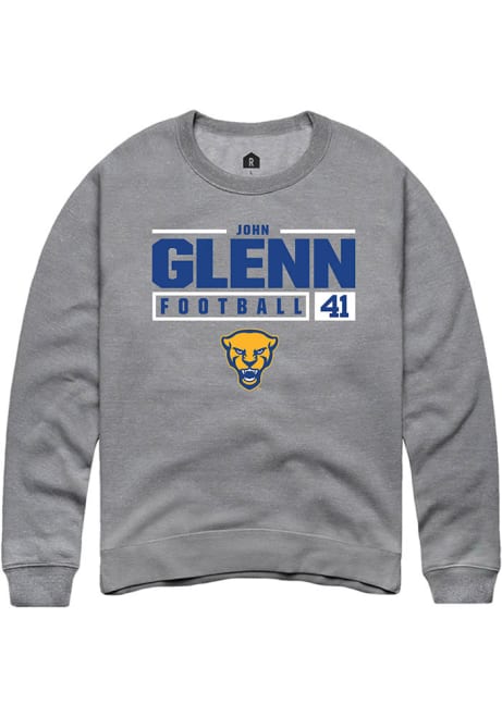 John Glenn Rally Mens Graphite Pitt Panthers NIL Stacked Box Crew Sweatshirt