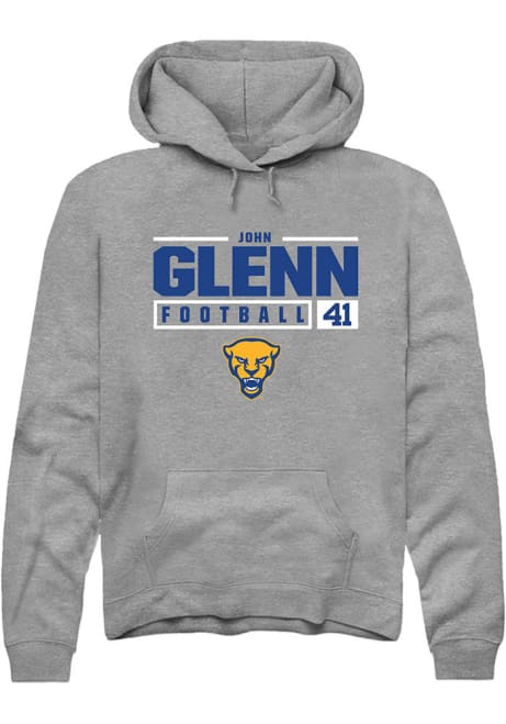 John Glenn Rally Mens Graphite Pitt Panthers NIL Stacked Box Hooded Sweatshirt