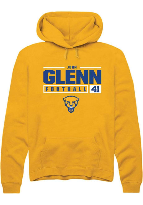 John Glenn Rally Mens Gold Pitt Panthers NIL Stacked Box Hooded Sweatshirt