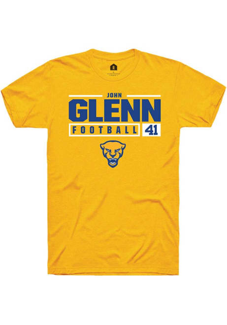 John Glenn Gold Pitt Panthers NIL Stacked Box Short Sleeve T Shirt