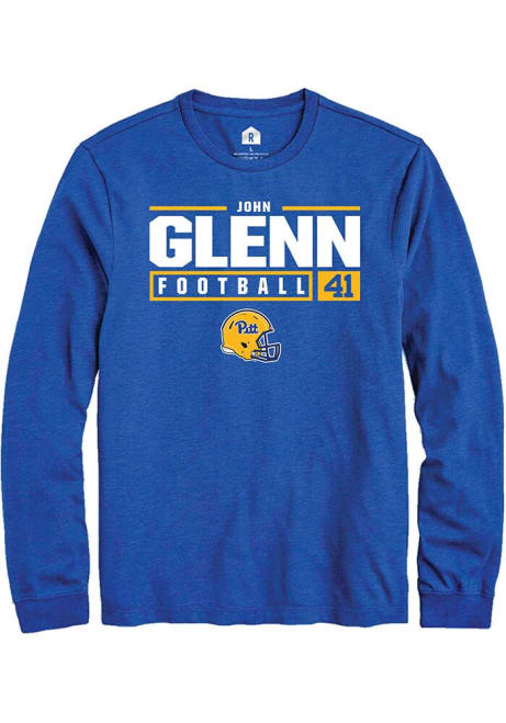 John Glenn Rally Mens Blue Pitt Panthers NIL Stacked Box Tee