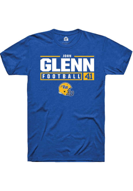 John Glenn Blue Pitt Panthers NIL Stacked Box Short Sleeve T Shirt