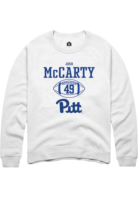 Josh McCarty Rally Mens White Pitt Panthers NIL Sport Icon Crew Sweatshirt