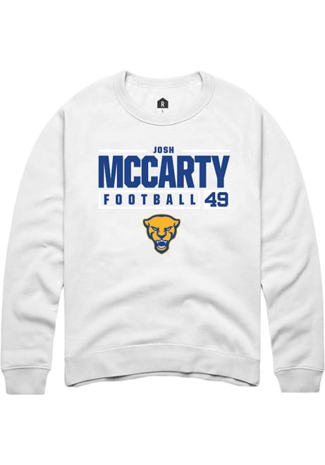 Josh McCarty Rally Mens White Pitt Panthers NIL Stacked Box Crew Sweatshirt