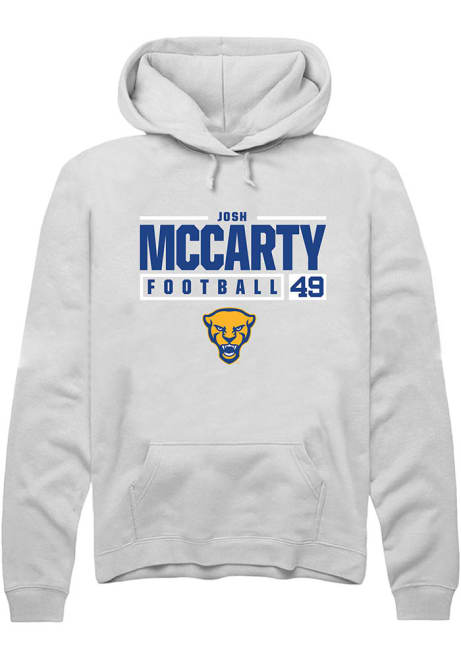 Josh McCarty Rally Mens White Pitt Panthers NIL Stacked Box Hooded Sweatshirt