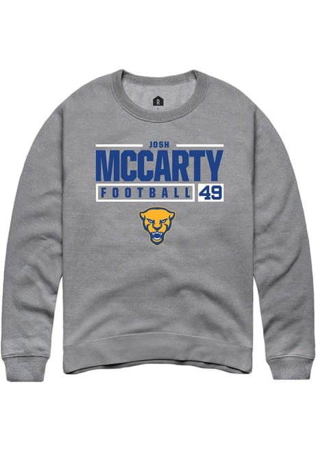 Josh McCarty Rally Mens Graphite Pitt Panthers NIL Stacked Box Crew Sweatshirt