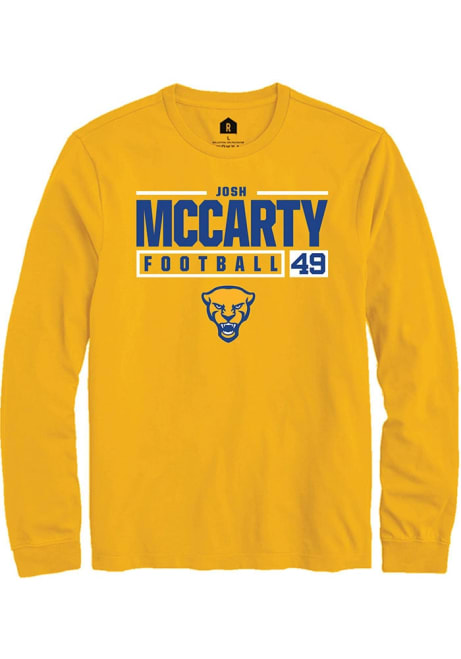 Josh McCarty Rally Mens Gold Pitt Panthers NIL Stacked Box Tee