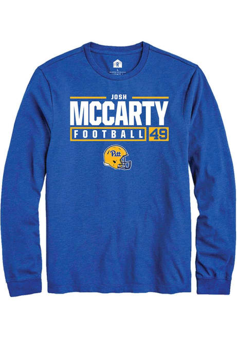 Josh McCarty Rally Mens Blue Pitt Panthers NIL Stacked Box Tee