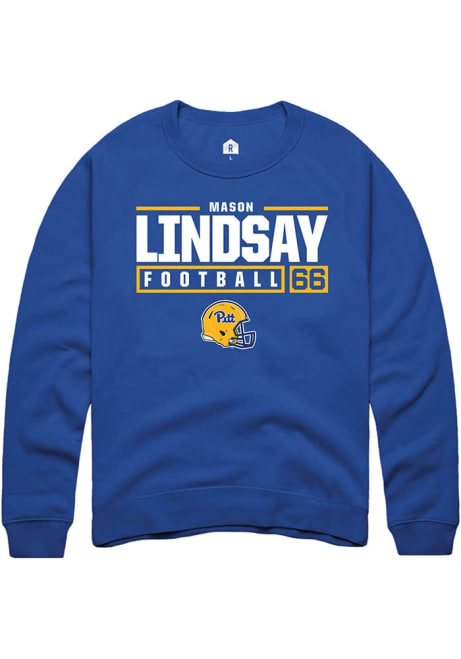 mason lindsay Rally Mens Blue Pitt Panthers NIL Stacked Box Crew Sweatshirt