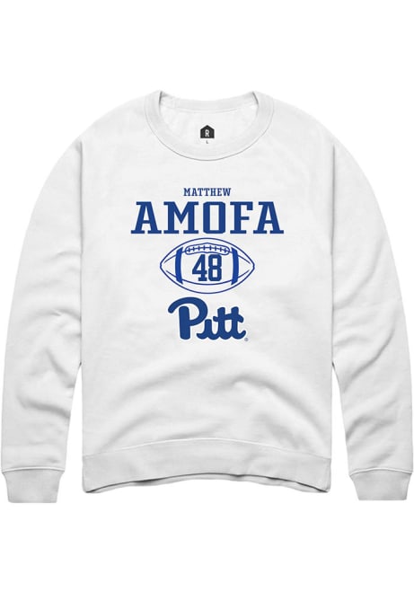 Matthew Amofa Rally Mens White Pitt Panthers NIL Sport Icon Crew Sweatshirt