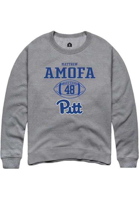 Matthew Amofa Rally Mens Graphite Pitt Panthers NIL Sport Icon Crew Sweatshirt