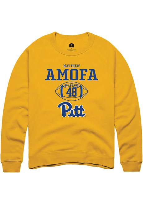 Matthew Amofa Rally Mens Gold Pitt Panthers NIL Sport Icon Crew Sweatshirt