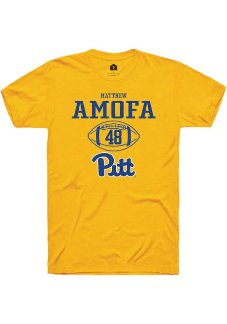 Matthew Amofa Gold Pitt Panthers NIL Sport Icon Short Sleeve T Shirt