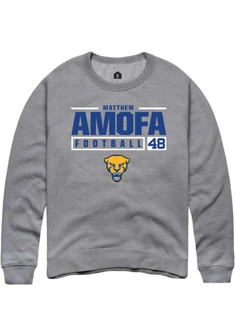 Matthew Amofa Rally Mens Graphite Pitt Panthers NIL Stacked Box Crew Sweatshirt