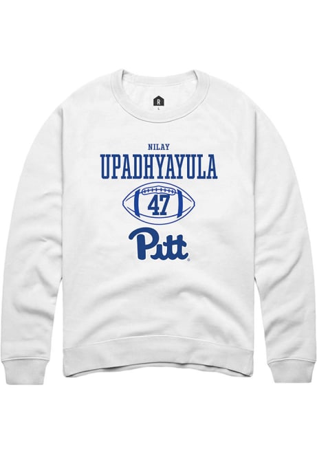 Nilay Upadhyayula Rally Mens White Pitt Panthers NIL Sport Icon Crew Sweatshirt