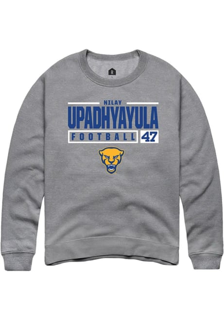 Nilay Upadhyayula Rally Mens Graphite Pitt Panthers NIL Stacked Box Crew Sweatshirt