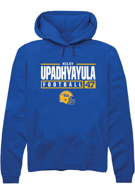 Nilay Upadhyayula Rally Mens Blue Pitt Panthers NIL Stacked Box Hooded Sweatshirt