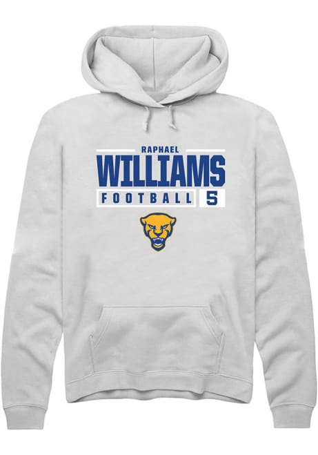 Raphael Williams Rally Mens White Pitt Panthers NIL Stacked Box Hooded Sweatshirt