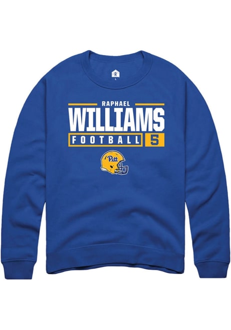 Raphael Williams Rally Mens Blue Pitt Panthers NIL Stacked Box Crew Sweatshirt