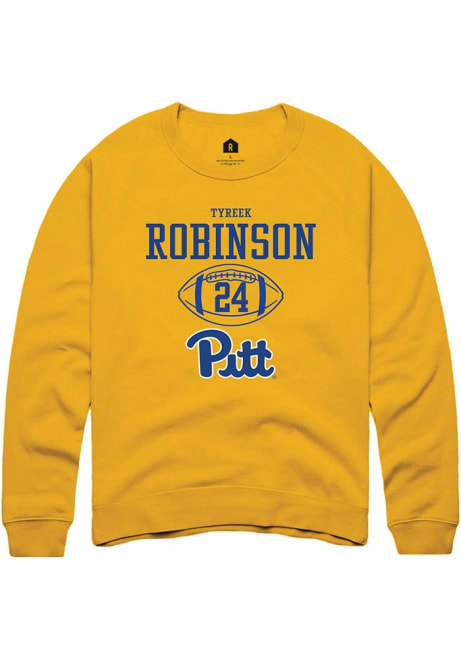 Tyreek Robinson Rally Mens Gold Pitt Panthers NIL Sport Icon Crew Sweatshirt