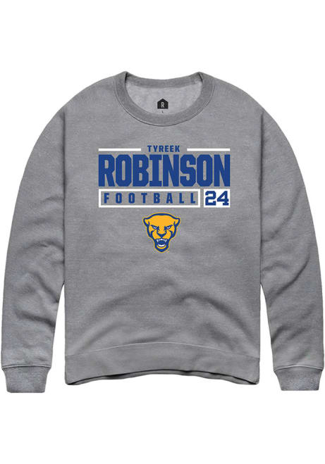 Tyreek Robinson Rally Mens Graphite Pitt Panthers NIL Stacked Box Crew Sweatshirt