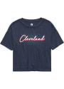 Cleveland Womens Rally Bayshore Wordmark T-Shirt - Navy Blue