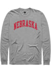 Main image for Rally Nebraska Mens Grey Arch Wordmark Long Sleeve Crew Sweatshirt