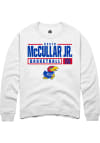 Main image for Kevin McCullar Jr  Rally Kansas Jayhawks Mens White NIL Stacked Box Long Sleeve Crew Sweatshirt