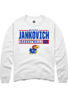 Main image for Michael Jankovich  Rally Kansas Jayhawks Mens White NIL Stacked Box Long Sleeve Crew Sweatshirt