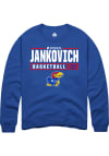 Main image for Michael Jankovich  Rally Kansas Jayhawks Mens Blue NIL Stacked Box Long Sleeve Crew Sweatshirt