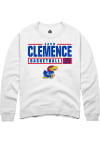 Main image for Zach Clemence  Rally Kansas Jayhawks Mens White NIL Stacked Box Long Sleeve Crew Sweatshirt