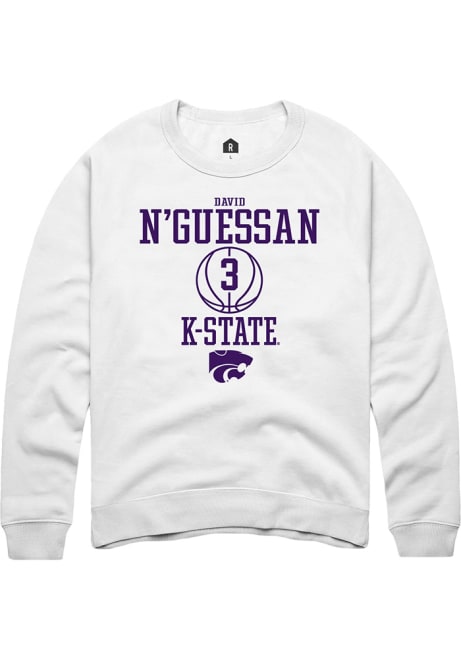 David N’Guessan Rally Mens White K-State Wildcats NIL Sport Icon Crew Sweatshirt