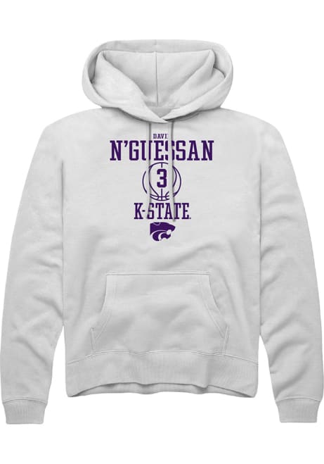 David N’Guessan Rally Mens White K-State Wildcats NIL Sport Icon Hooded Sweatshirt